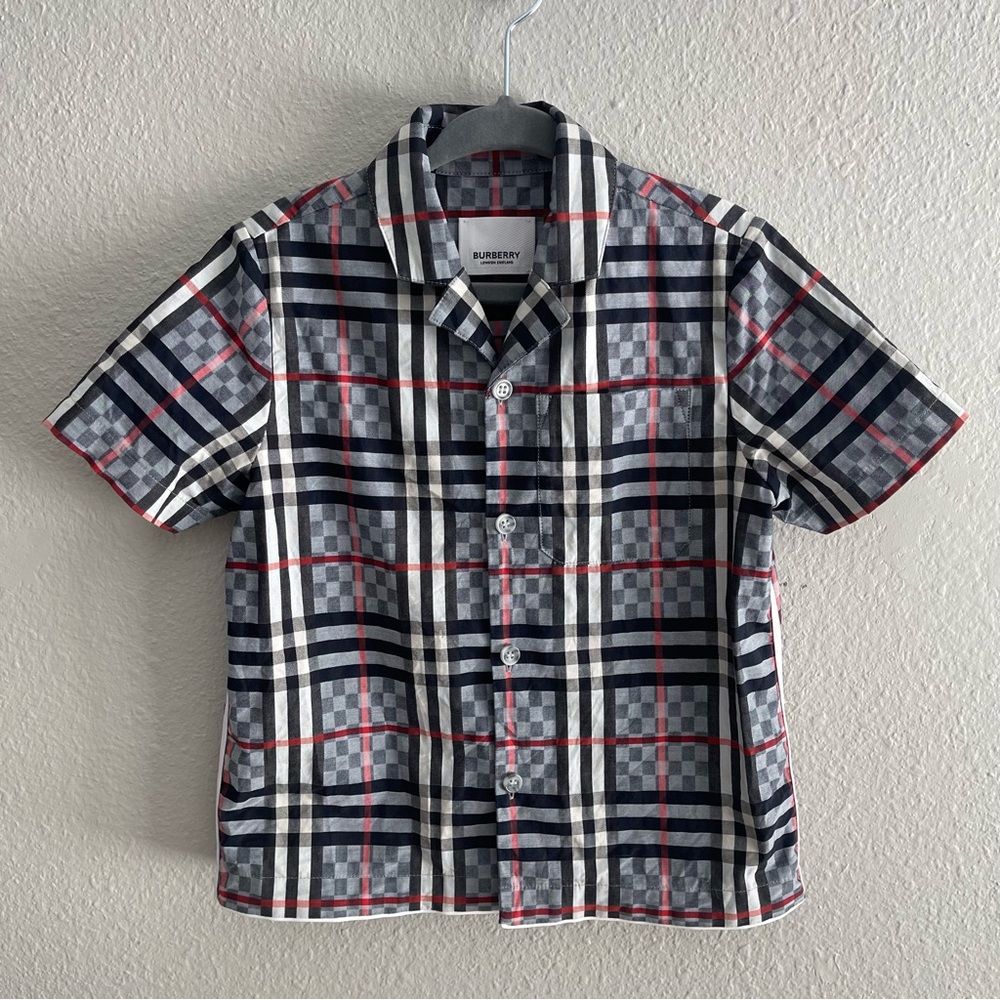 Burberry Toddler Boy Button-Up Shirt Plaid Check Collared 3T - Like New - Picture 11 of 12